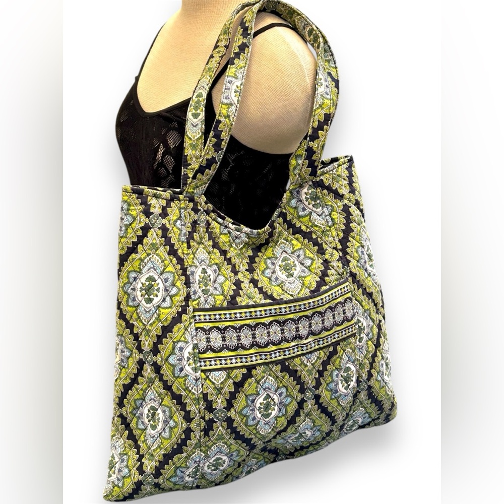 Vera Bradley Retired Argyle Diamond Print Round Bottom Bag Magnetic Clasp Green